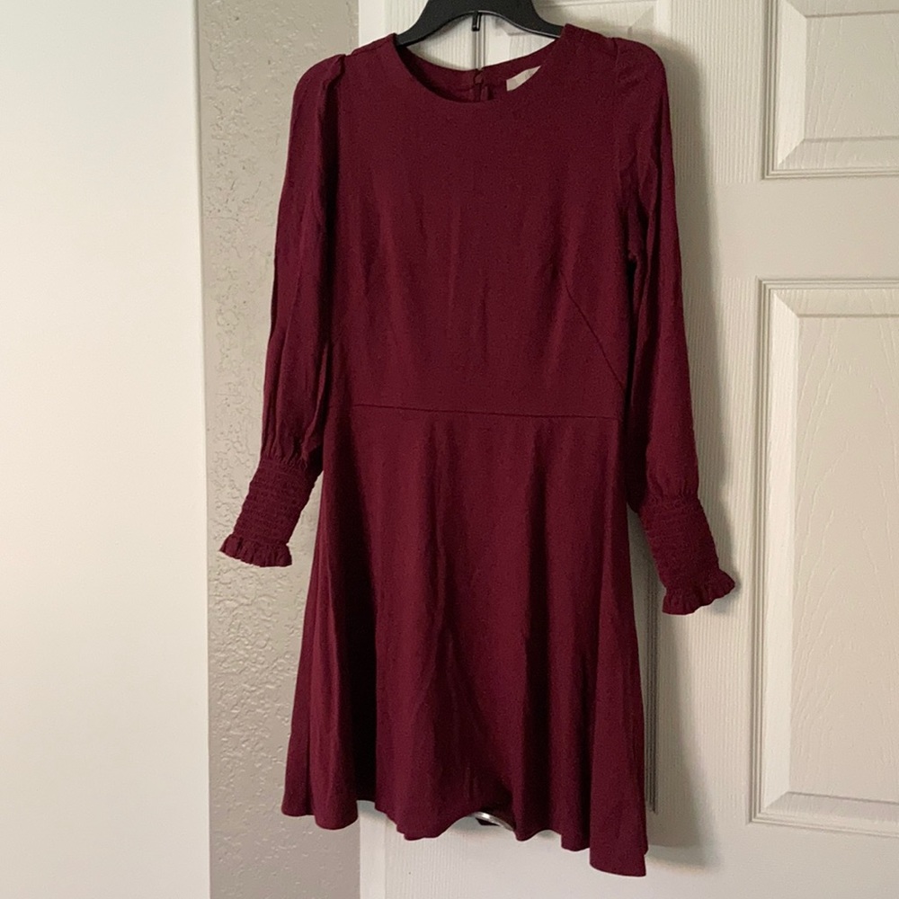 LOFT TALL Long Sleeve Zip Back Ruffle Cuff Dress